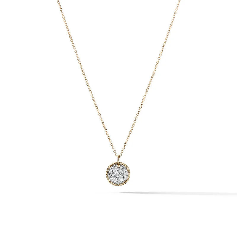 Romantic Heart-Shaped Jewelry For Special Gifts Cable Collectibles® Pavé Plate Necklace in 18K Yellow Gold with Diamonds\, 11mm Romantic Heart-Shaped Jewelry For Special Gifts Cable Collectibles® Pavé Plate Necklace in 18K Yellow Gold with Diamonds\, 11mm