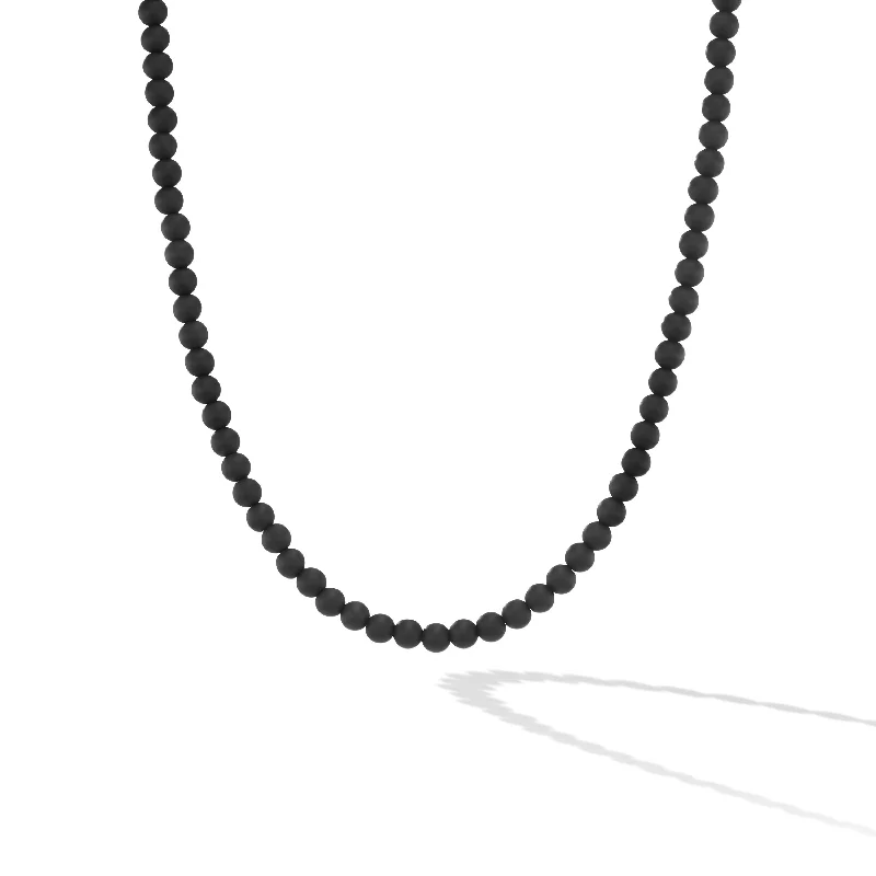 Premium Diamond Jewelry For Unforgettable Moments Spiritual Beads Necklace with Black Onyx and Sterling Silver\, 5mm Premium Diamond Jewelry For Unforgettable Moments Spiritual Beads Necklace with Black Onyx and Sterling Silver\, 5mm
