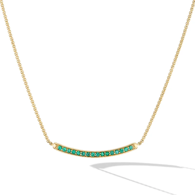 Elegant Jewelry, Exclusive Prices – Shop Now Petite Pavé Bar Necklace in 18K Yellow Gold with Emeralds\, 1.25mm Elegant Jewelry, Exclusive Prices – Shop Now Petite Pavé Bar Necklace in 18K Yellow Gold with Emeralds\, 1.25mm