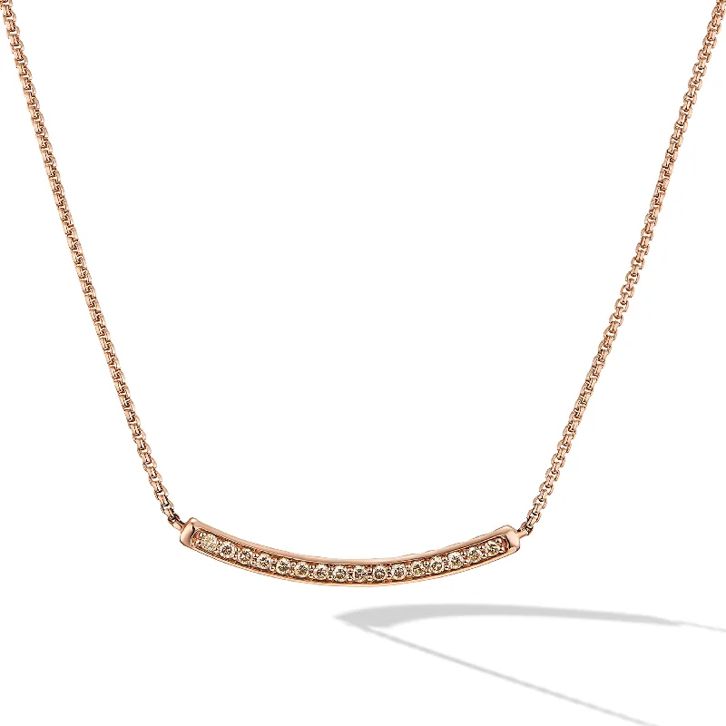 Limited-Time Offer On Premium Jewelry Collections Petite Pavé Bar Necklace in 18K Rose Gold with Cognac Diamonds\, 1.25mm Limited-Time Offer On Premium Jewelry Collections Petite Pavé Bar Necklace in 18K Rose Gold with Cognac Diamonds\, 1.25mm