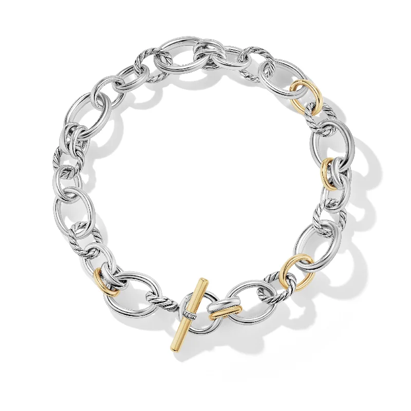 Fashion-Forward Geometric Jewelry For Contemporary Style DY Mercer? Chain Necklace in Sterling Silver with 18K Yellow Gold and Diamonds, 25mm Fashion-Forward Geometric Jewelry For Contemporary Style DY Mercer? Chain Necklace in Sterling Silver with 18K Yellow Gold and Diamonds, 25mm