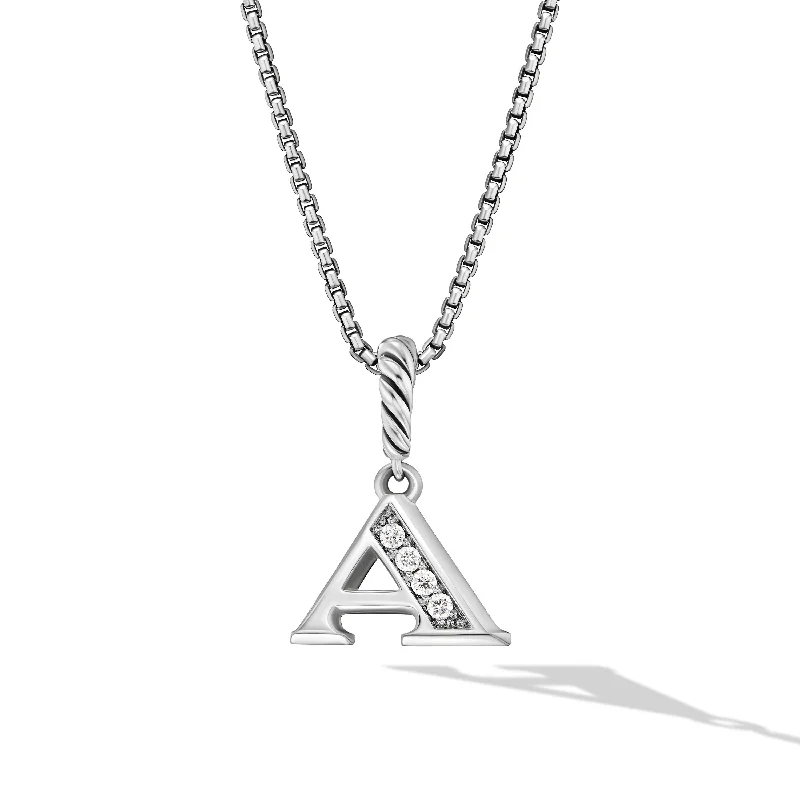 Premium Jewelry Now Available At Special Discounts Pavé Initial Pendant Necklace in Sterling Silver with Diamond A Premium Jewelry Now Available At Special Discounts Pavé Initial Pendant Necklace in Sterling Silver with Diamond A