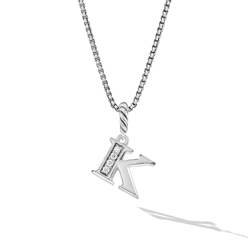 Grab Your Dream Jewelry At The Lowest Prices Pavé Initial Pendant Necklace in Sterling Silver with Diamond K Grab Your Dream Jewelry At The Lowest Prices Pavé Initial Pendant Necklace in Sterling Silver with Diamond K