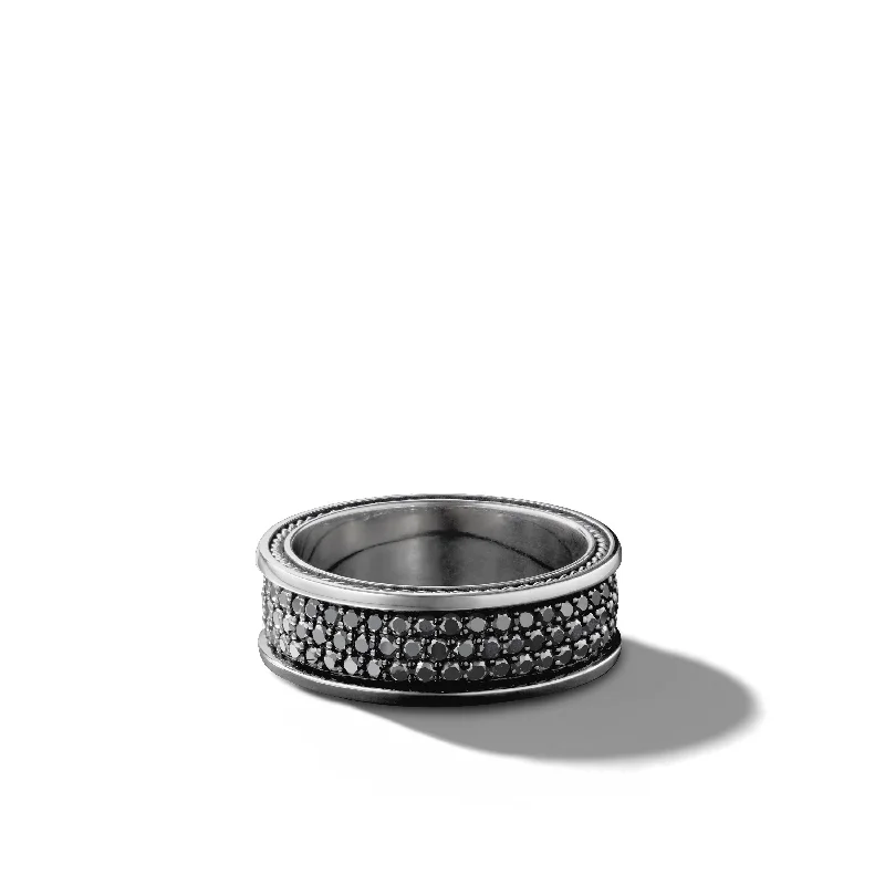 Buy More, Save More – Special Jewelry Discounts Streamline® Three Row Band Ring in Sterling Silver with Black Diamonds\, 8.5mm Buy More, Save More – Special Jewelry Discounts Streamline® Three Row Band Ring in Sterling Silver with Black Diamonds\, 8.5mm