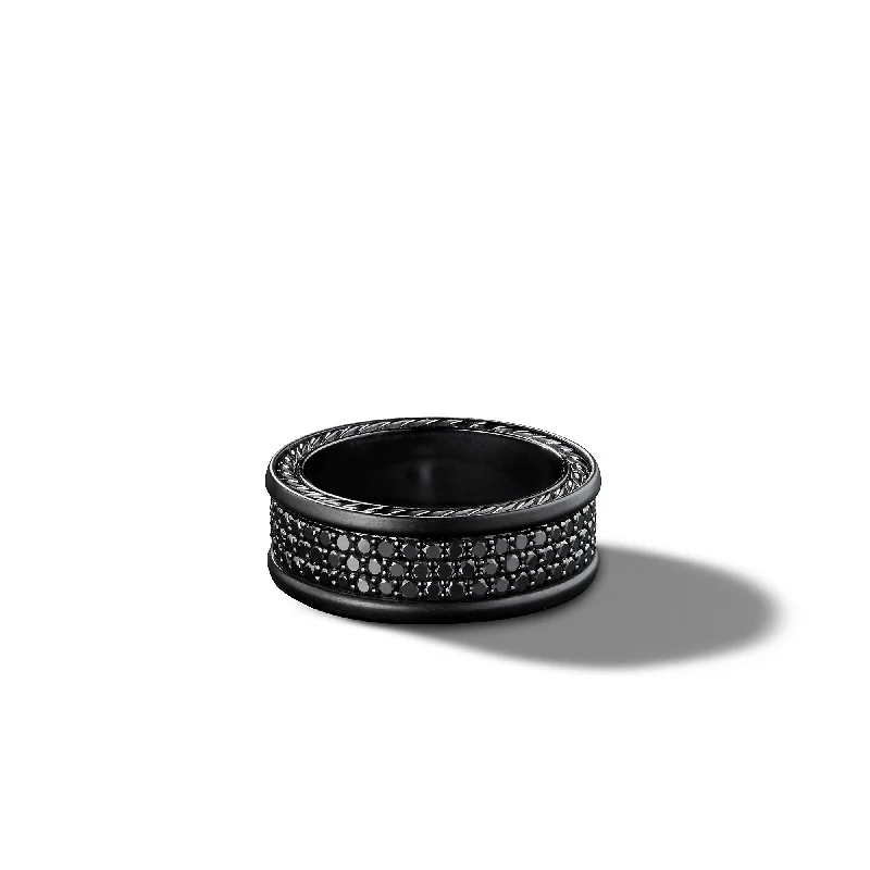 Limited-Time Jewelry Discounts – Shine Without The Splurge Streamline® Three Row Band Ring in Black Titanium with Black Diamonds\, 8.5mm Limited-Time Jewelry Discounts – Shine Without The Splurge Streamline® Three Row Band Ring in Black Titanium with Black Diamonds\, 8.5mm