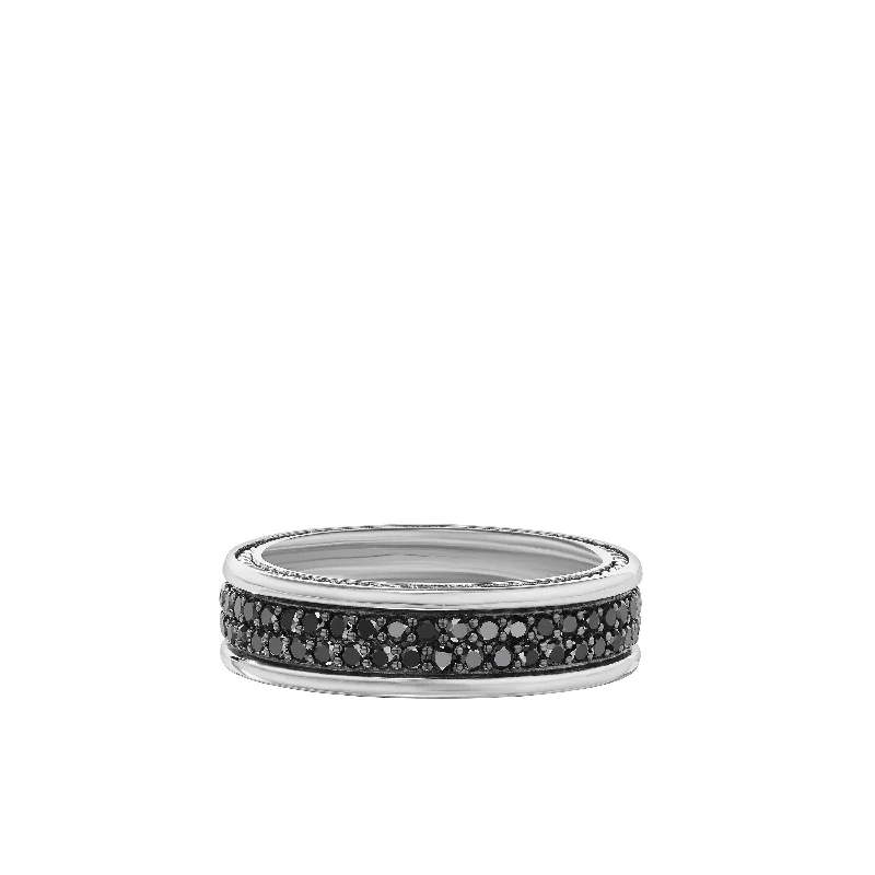 Luxury Jewelry Clearance – Shop Premium Styles Now Streamline® Two Row Band Ring in Sterling Silver with Black Diamonds\, 6.5mm Luxury Jewelry Clearance – Shop Premium Styles Now Streamline® Two Row Band Ring in Sterling Silver with Black Diamonds\, 6.5mm