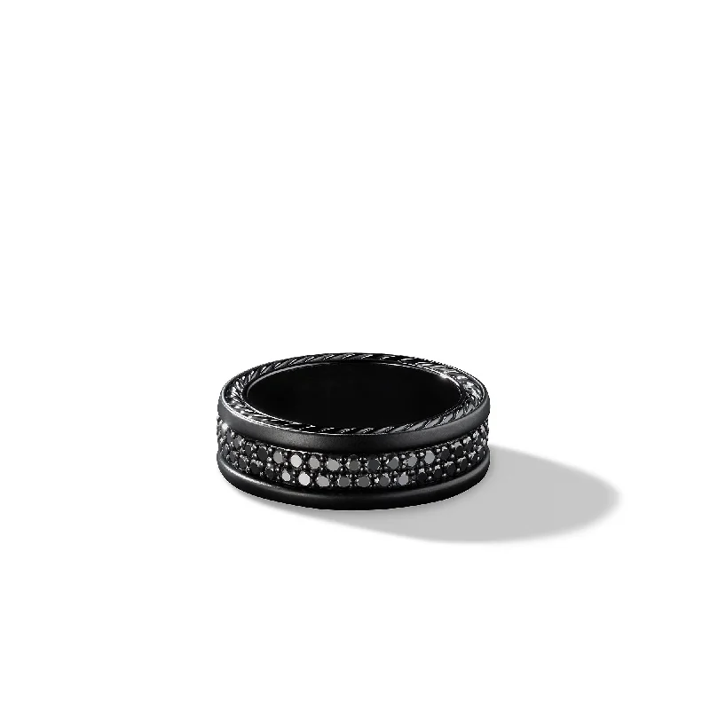 Big Savings On Your Favorite Jewelry Pieces Streamline® Two Row Band Ring in Black Titanium with Black Diamonds\, 6.5mm Big Savings On Your Favorite Jewelry Pieces Streamline® Two Row Band Ring in Black Titanium with Black Diamonds\, 6.5mm