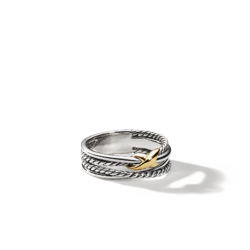 Trendy And Classic Jewelry Now At Reduced Prices X Crossover Band Ring in Sterling Silver with 18K Yellow Gold\, 6mm Trendy And Classic Jewelry Now At Reduced Prices X Crossover Band Ring in Sterling Silver with 18K Yellow Gold\, 6mm