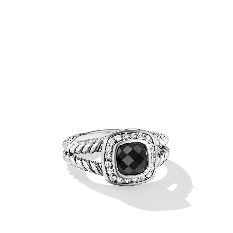 Affordable Glamour – Must-Have Jewelry At Special Rates Petite Albion® Ring in Sterling Silver with Black Onyx and Diamonds\, 7mm Affordable Glamour – Must-Have Jewelry At Special Rates Petite Albion® Ring in Sterling Silver with Black Onyx and Diamonds\, 7mm