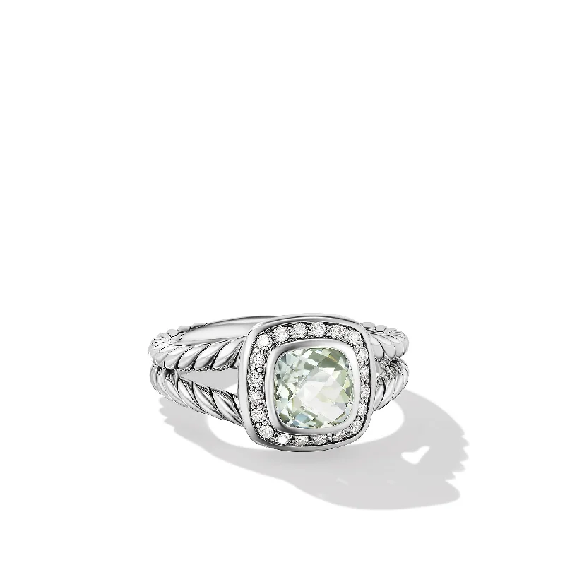 Affordable Gold-Plated Jewelry For Modern Fashion Petite Albion® Ring in Sterling Silver with Prasiolite and Diamonds\, 7mm Affordable Gold-Plated Jewelry For Modern Fashion Petite Albion® Ring in Sterling Silver with Prasiolite and Diamonds\, 7mm
