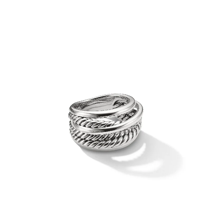 Versatile Layering Jewelry For Effortless Chic Crossover Ring in Sterling Silver\, 14.7mm Versatile Layering Jewelry For Effortless Chic Crossover Ring in Sterling Silver\, 14.7mm