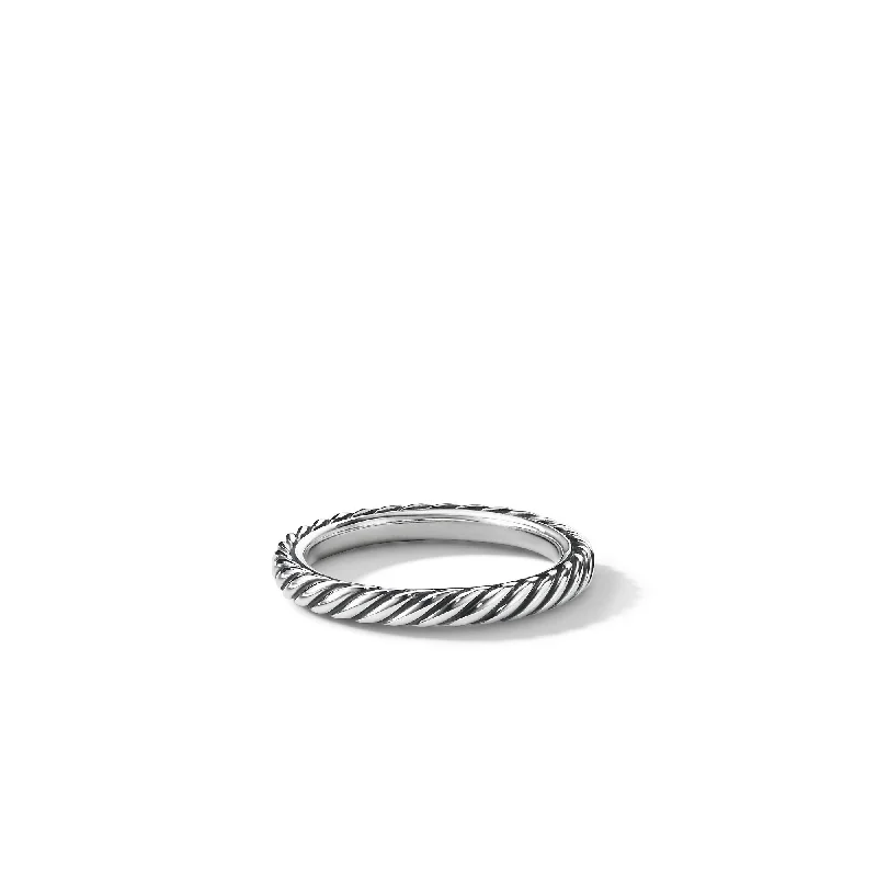 Dainty Floral Jewelry For Feminine Elegance Cable Collectibles® Stack Ring in Sterling Silver\, 3mm Dainty Floral Jewelry For Feminine Elegance Cable Collectibles® Stack Ring in Sterling Silver\, 3mm
