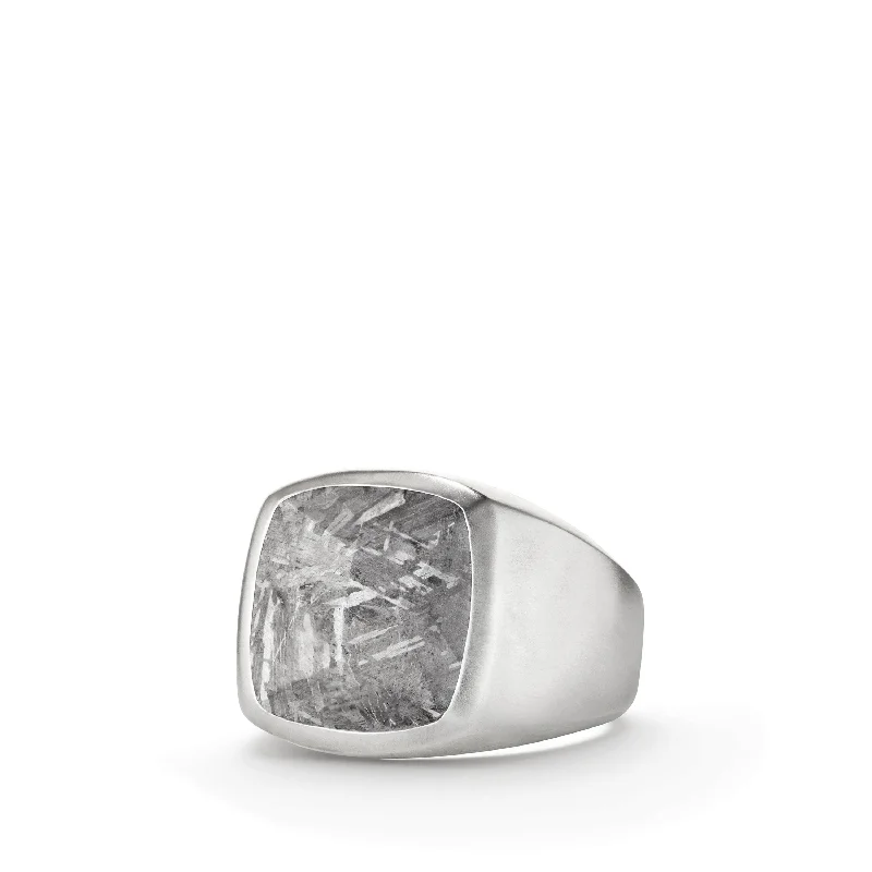 Sparkle For Less – Shop Our Limited-Time Jewelry Deals Meteorite Signet Ring in Sterling Silver\, 19mm Sparkle For Less – Shop Our Limited-Time Jewelry Deals Meteorite Signet Ring in Sterling Silver\, 19mm