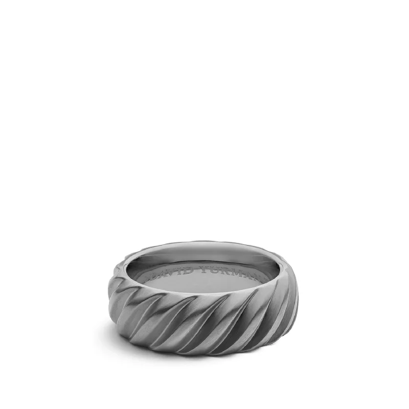 Trending Jewelry Now At Unbeatable Prices Modern Cable Band Ring in Grey Titanium\, 9mm Trending Jewelry Now At Unbeatable Prices Modern Cable Band Ring in Grey Titanium\, 9mm