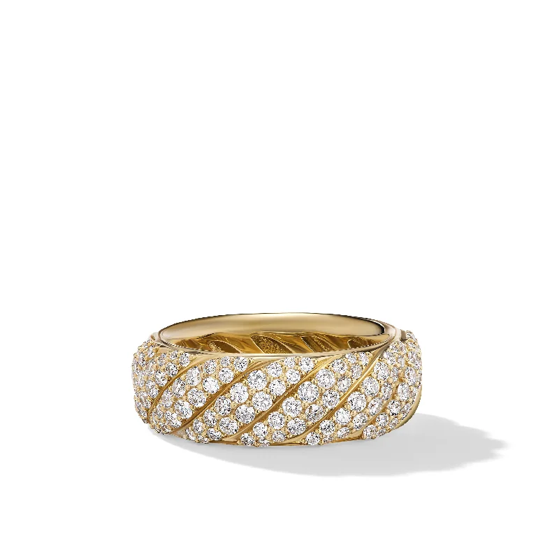 Exclusive Online Jewelry Sale – Don't Wait Sculpted Cable Band Ring in 18K Yellow Gold with Diamonds\, 7.5mm Exclusive Online Jewelry Sale – Don't Wait Sculpted Cable Band Ring in 18K Yellow Gold with Diamonds\, 7.5mm