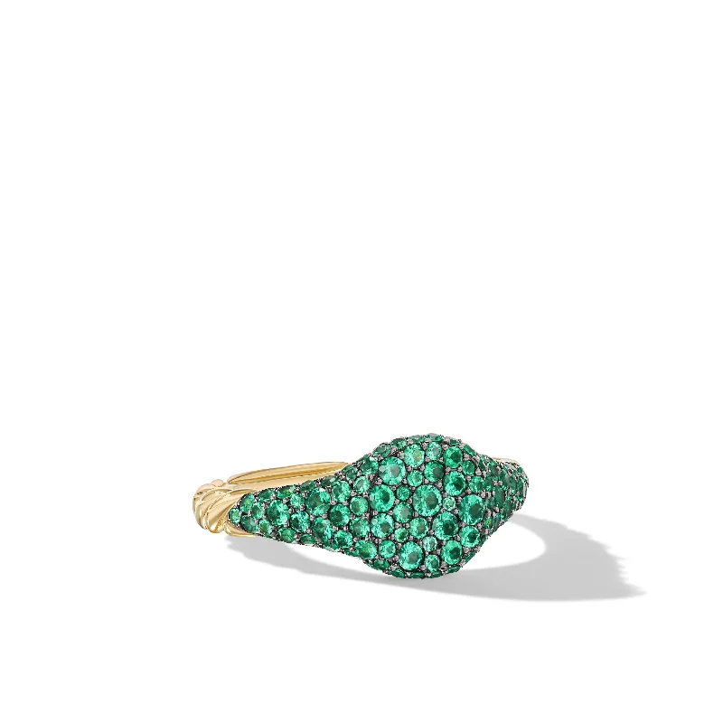 Seasonal Jewelry Sale – Upgrade Your Collection Petite Pavé Pinky Ring in 18K Yellow Gold with Emeralds\, 7mm Seasonal Jewelry Sale – Upgrade Your Collection Petite Pavé Pinky Ring in 18K Yellow Gold with Emeralds\, 7mm