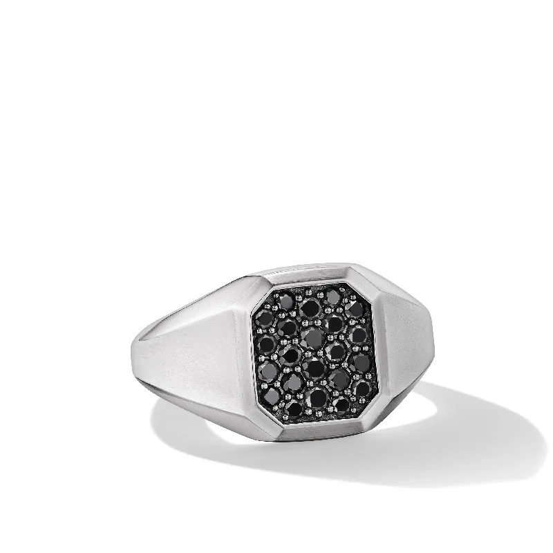 Personalized Jewelry Sale – Unique Pieces At Great Prices Streamline® Signet Ring in Sterling Silver with Black Diamonds\, 14mm Personalized Jewelry Sale – Unique Pieces At Great Prices Streamline® Signet Ring in Sterling Silver with Black Diamonds\, 14mm