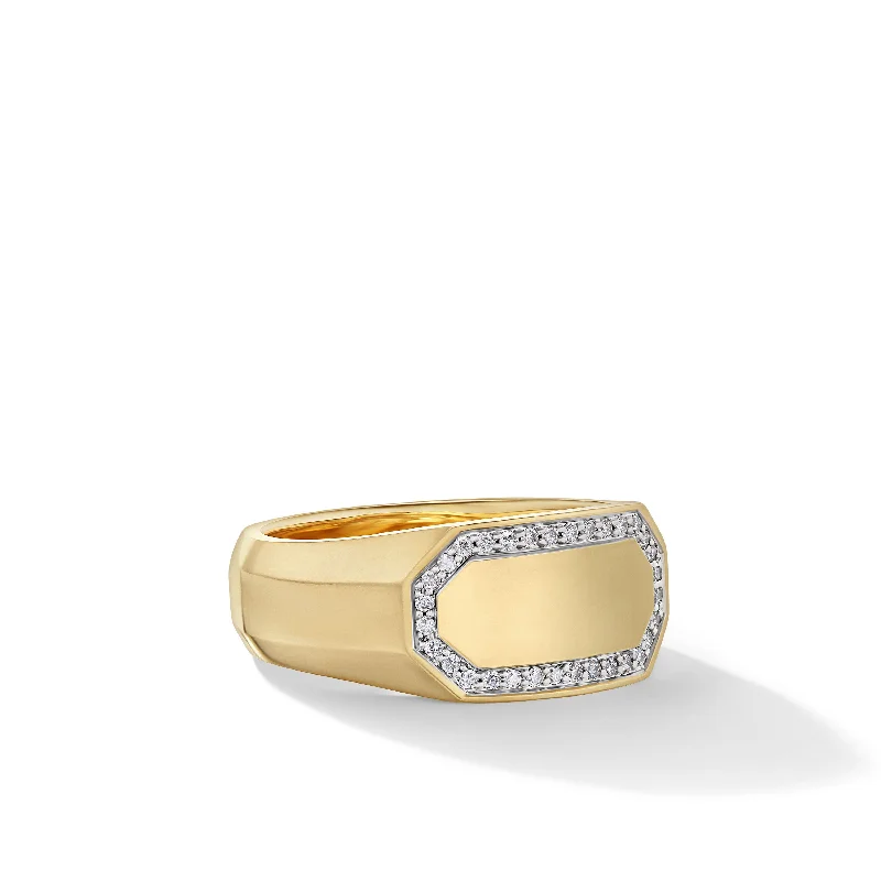 Celebrate Every Occasion With Sparkling Savings Streamline® Cigar Band Ring in 18K Yellow Gold with Diamonds\, 10.5mm Celebrate Every Occasion With Sparkling Savings Streamline® Cigar Band Ring in 18K Yellow Gold with Diamonds\, 10.5mm