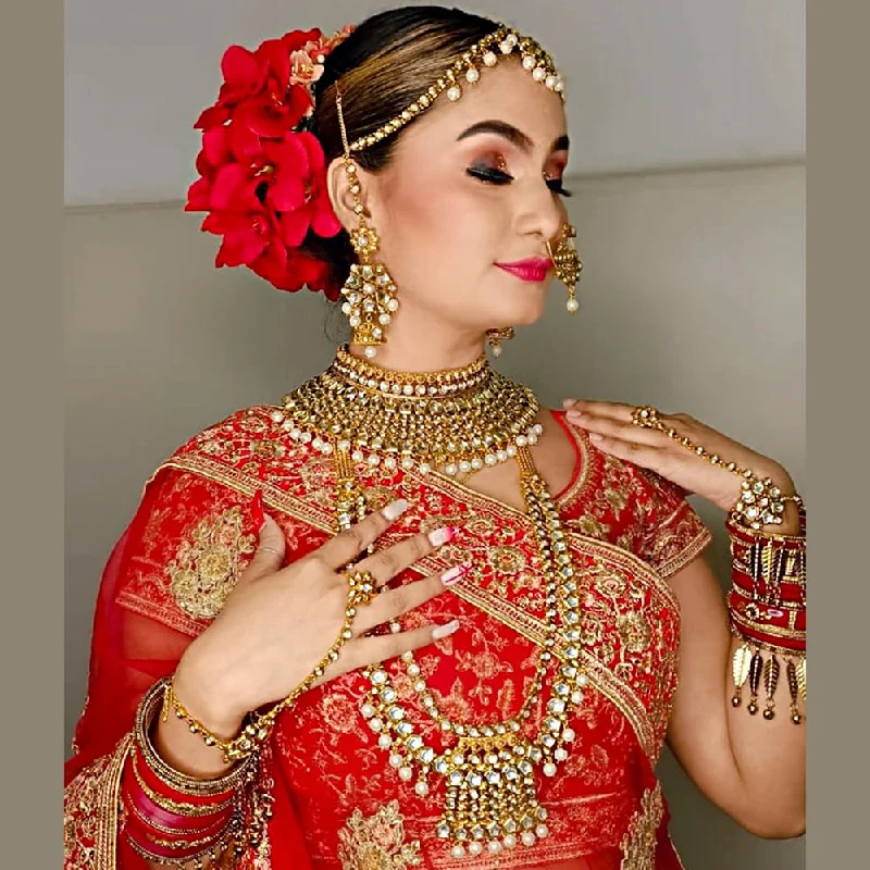Elegant Necklaces And Bracelets At Limited-Time Offers Real Creation AD Kundan Copper Bridal Jewellery Set - FBB0076