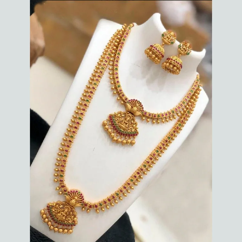 Big Discounts On Elegant Jewelry Collections Sai Fashion Gold Plated Green & Pink Pota Stone Bridal Set