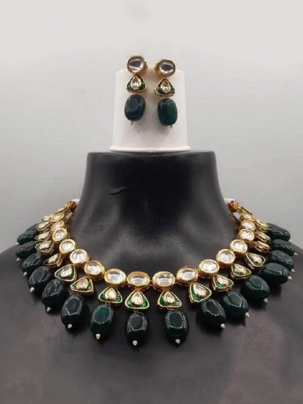 Limited-Time Offer On Premium Jewelry Collections Simple Kundan Triangle Meena Set